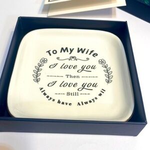 Littlefa ceramic trinket tray white to my wife plate NEW
